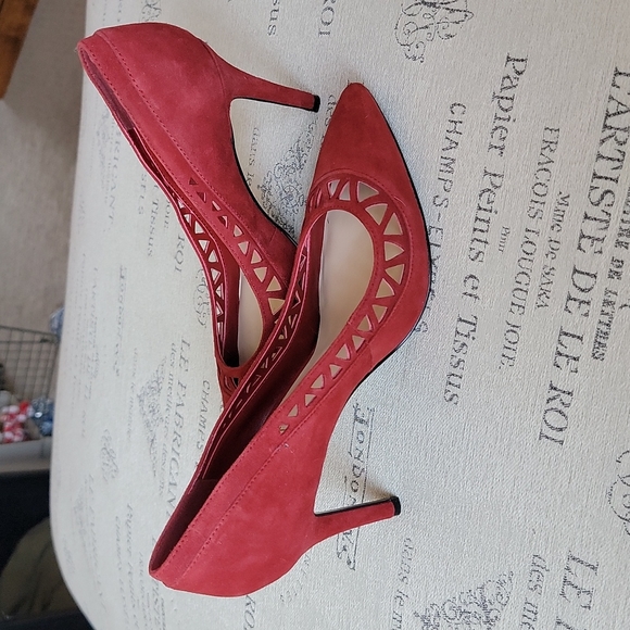 Nine West red leather upper heels - Picture 10 of 14